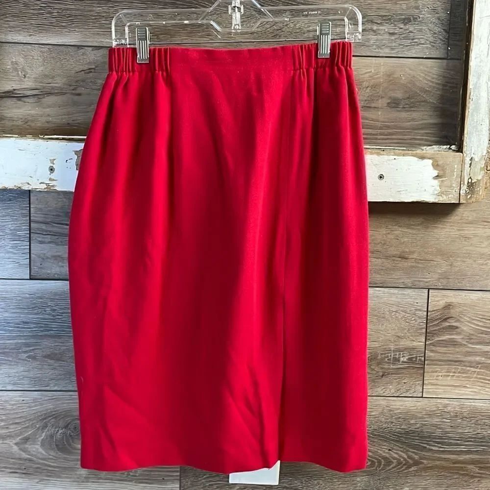 CRISCIONE NY Vintage 1980’s Wool Blend Cadie Red Pencil Skirt Medium 24” Length
